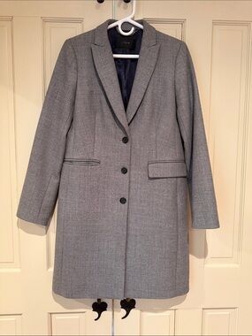 J. Crew Gray Single-Breasted Wool-Blend Trench Coat